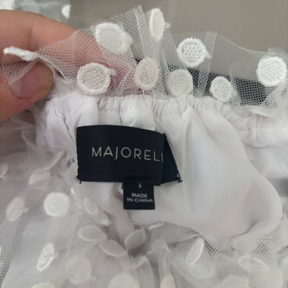 MAJORELLE White Sheer Sleeve Polka Dot Blouse - Picture 2 of 3